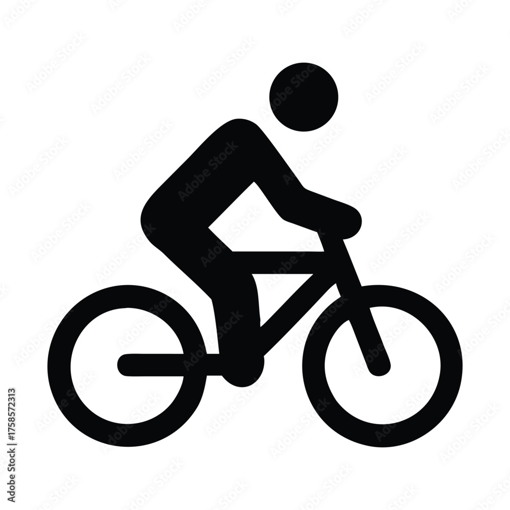 Obraz premium Bicycle Rider Icon or Pictogram in Solid Black Silhouette