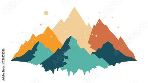 Abstract mountain range with warm and cool color palette