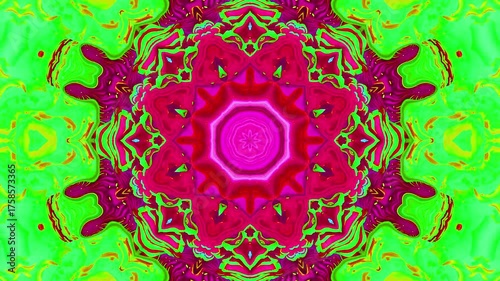 Abstract Kaleidoscope Background. Motion Graphics Pattern. Futuristic audiovisual vj seamless loop. 4K Fractal Animation Footage