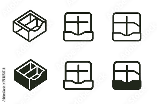 Closet Organizer Logos. Maximizing space with closet organizers. Set Logo of Maximizing space with closet organizers: Pull-out drawer divider. harmonious logo