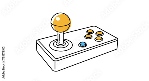 An illustration of a video game joystick and buttons.