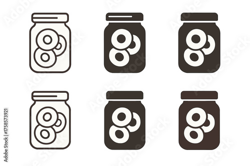 Apple Drying Logos. Drying apples. Set Logo of Drying apples: Mason jar of preserved dried apple rings. harmonious logo variations of the same emblematic