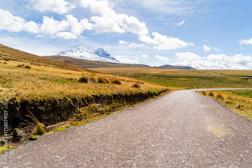 Antisana Volcano in the eastern mountain range of the Ecuadorian Andes seen from its national park.