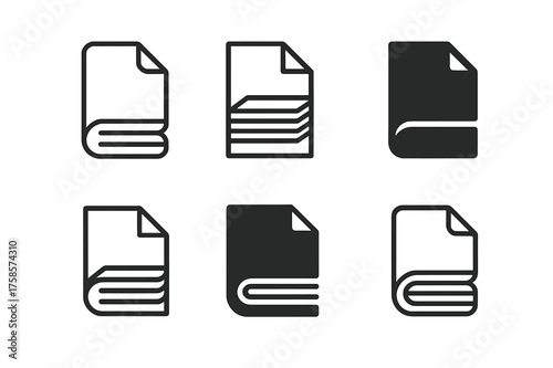 Diverse Paper Logos. Paper types for printing. Set Logo of Paper types for printing: Uncoated offset paper. harmonious logo variations of the same emblematic