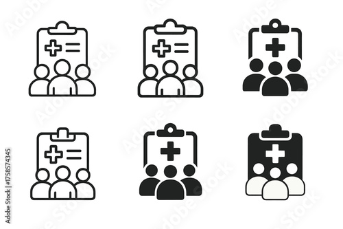 Industry Team Logos. Managing project teams in different industries. Set Logo of Managing project teams in different industries: Healthcare clinical trials