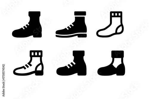 Shoe and Sock Logos. Looking for your shoes. Set Logo of Looking for your shoes: Sock and shoe mismatch. harmonious logo variations of the same emblematic