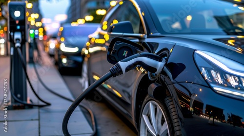 Wallpaper Mural Modern electric car charging station on urban street with eco friendly technology in cityscape Torontodigital.ca