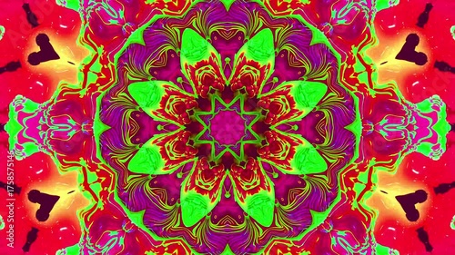 Abstract Kaleidoscope Background. Motion Graphics Pattern. Futuristic audiovisual vj seamless loop. 4K Fractal Animation Footage