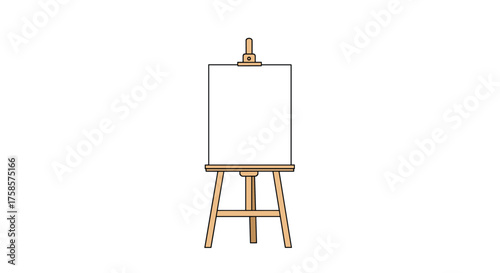 An empty white canvas on a wooden easel stands ready for artistic creation.