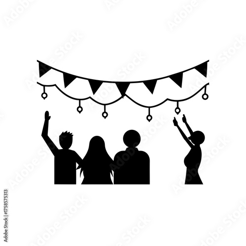 People party with decoration on transparent background