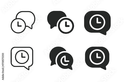 Conflict Resolution Logos. Navigating conflicts with friends. Set Logo of Navigating conflicts with friends: Timer and pause button over chat bubbles