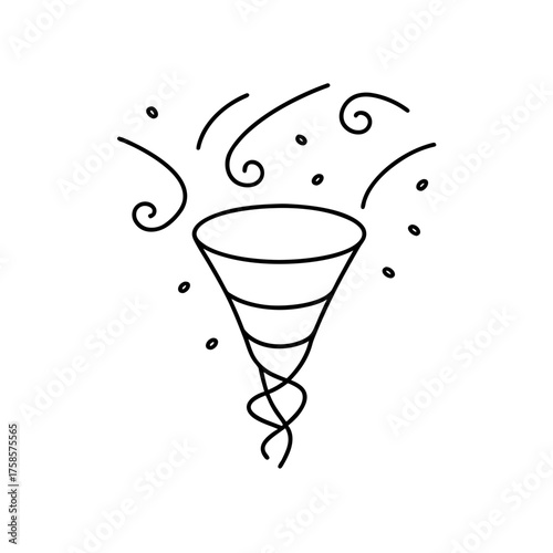 Funnel with swirls and dots on transparent background