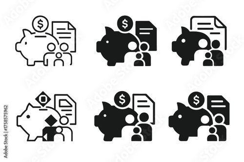 Career Transition Logos. Supporting family members through career transitions. Set Logo of Supporting family members through career transitions: Financial