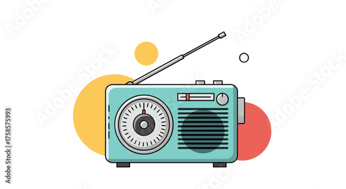 A vintage radio broadcasting classic tunes and entertainment.