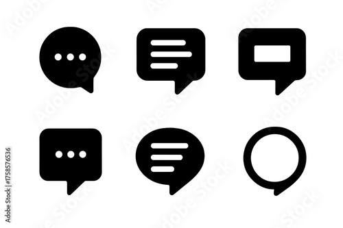 Tagline Bubble Logos. Social media bio optimization tips. Set Logo of tagline bubble: Iconic shape, Flat solid, Symmetrical form, Abstract geometric, Stylized