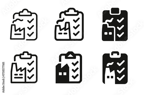 Safety Logo Designs. Safety regulations in manufacturing and production. Set Logo of Safety regulations in manufacturing and production: Safety checklist