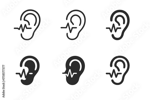 Harmonious Conflict Navigation Logos. Navigating conflicts with friends. Set Logo of Navigating conflicts with friends: Listening ear with a gentle heartbeat