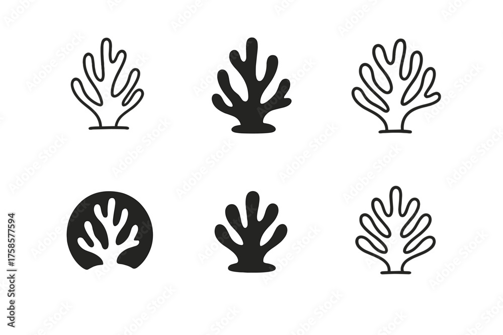 Fototapeta premium Ocean Acidification Logos. Ocean acidification. Set Logo of Ocean acidification: Bleached coral skeleton. harmonious logo variations of the same emblematic