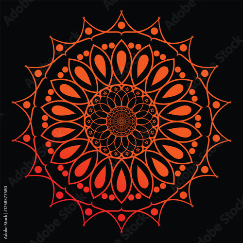 Seamless vector gold mandala floral ornament circle pattern on an abstract background for vintage wallpaper decoration