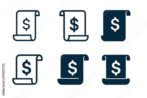 Corporate Bond Logos. Corporate finance. Set Logo of Corporate finance: Corporate bond certificate scroll. harmonious logo variations of the same emblematic