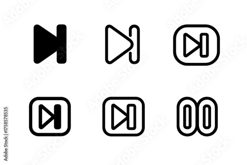 Play Button Variations. Remote control button. Set Logo of Electronics: play/pause button icon. harmonious logo variations of the same emblematic concept, each