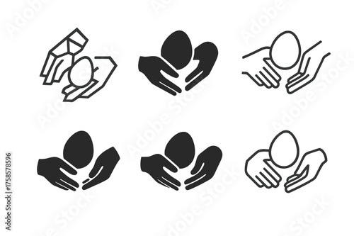 Easter Egg Logo Variations. Easter egg hunts and party games. Set Logo of Easter egg hunts and party games: Team relay baton passing with egg motif. harmonious