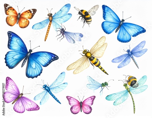set of butterflies