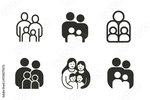 Cultural Family Emblems. Family traditions across cultures. Set Logo of Culture: multi-cultural family icon. harmonious logo variations of the same emblematic