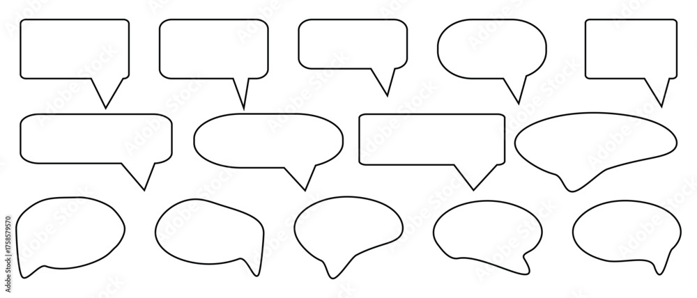 Obraz premium Speech Bubble, designs in different styles and shapes. Talk bubble. Cloud speech bubbles collection. Collection of diverse speech bubble and chat icons.