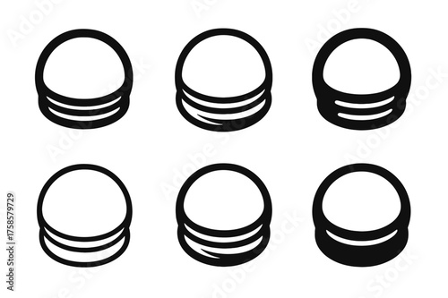 Mason Jar Lid Logos. Mason jar lid. Set Logo of Kitchenware: lid with threading icon. harmonious logo variations of the same emblematic concept, each with