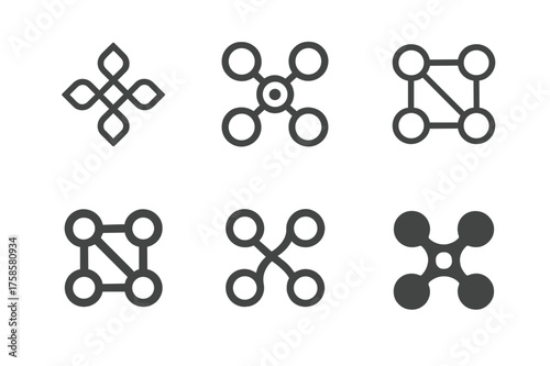 Harmonious Logo Variations. Regional economic partnerships. Set Logo of Regional economic partnerships: SME Exchange Network (interlinked nodes). harmonious