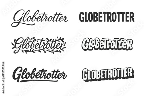Globetrotter Lettering Variations. Globetrotter. Set lettering. harmonious lettering variations of the same emblematic concept, each with different artistic