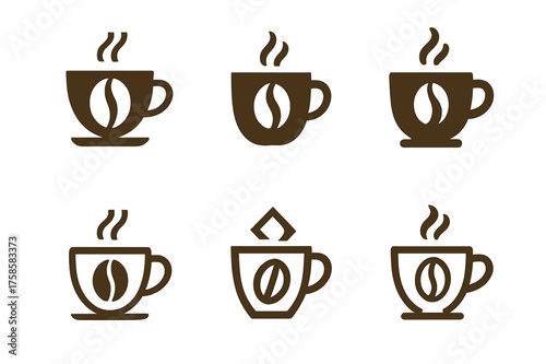 Coffee Logo Variations. Coffee tasting notes sheet. Set Logo of Coffee: coffee tasting icons with chart. harmonious logo variations of the same emblematic