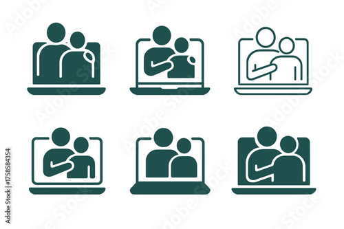Career Transition Logos. Supporting family members through career transitions. Set Logo of Supporting family members through career transitions: Online course