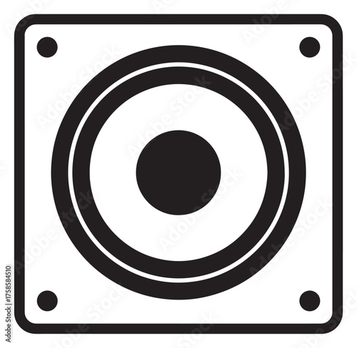 Simple black and white speaker icon suitable for audio visual and sound design elements