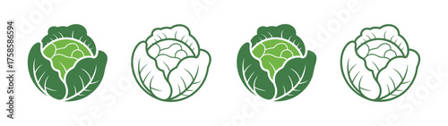 Fresh green cabbage vegetable isolated on transparent background