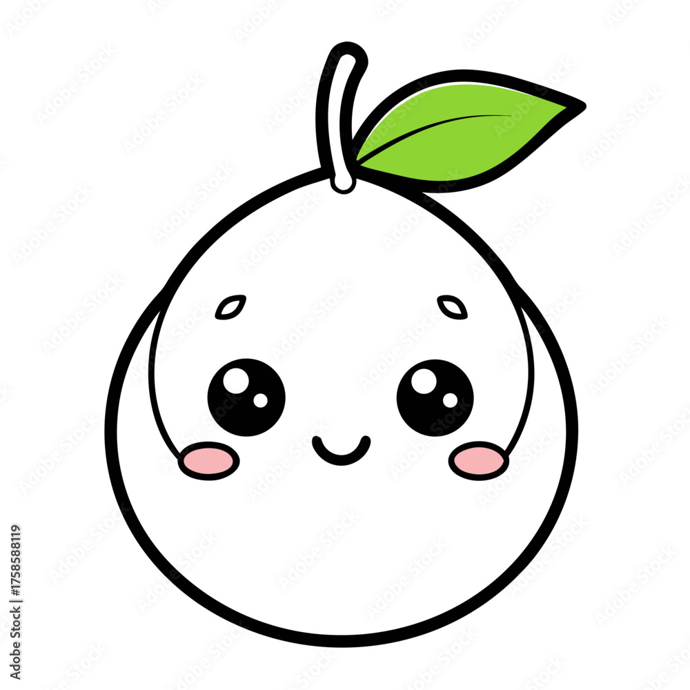 Obraz premium Cartoon Guava Line Art