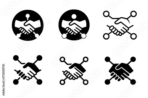 Networking Logo Variations. Professional development programs and workshops. Set Logo of Professional development programs and workshops: Networking handshake