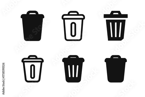 Harmonious Alley Logos. Alley. Set Logo of Alley: garbage bin silhouette. harmonious logo variations of the same emblematic concept, each with different