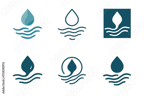 Ocean Acidification Logos. Ocean acidification. Set Logo of Ocean acidification: Acidic upwelling plume and current lines. harmonious logo variations of the
