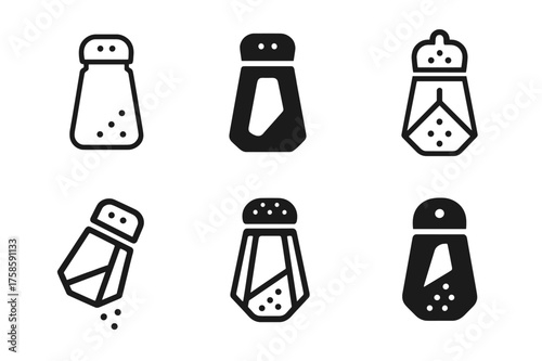 Versatile Seasoning Logos. Salt. Set Logo of Food: seasoning icon. harmonious logo variations of the same emblematic concept, each with different artistic