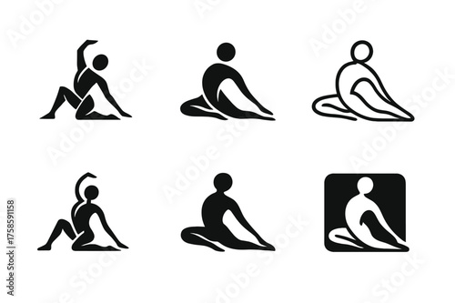 Diverse Dance Logo Designs. Dance moves and techniques. Set Logo of Dance moves and techniques: Contemporary floorwork flow. harmonious logo variations of the