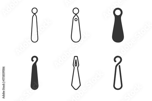 Shoe Logo Variations. Looking for your shoes. Set Logo of Looking for your shoes: Shoehorn icon. harmonious logo variations of the same emblematic concept,