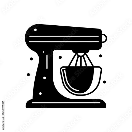 Silhouette of a stand mixer device on transparent background