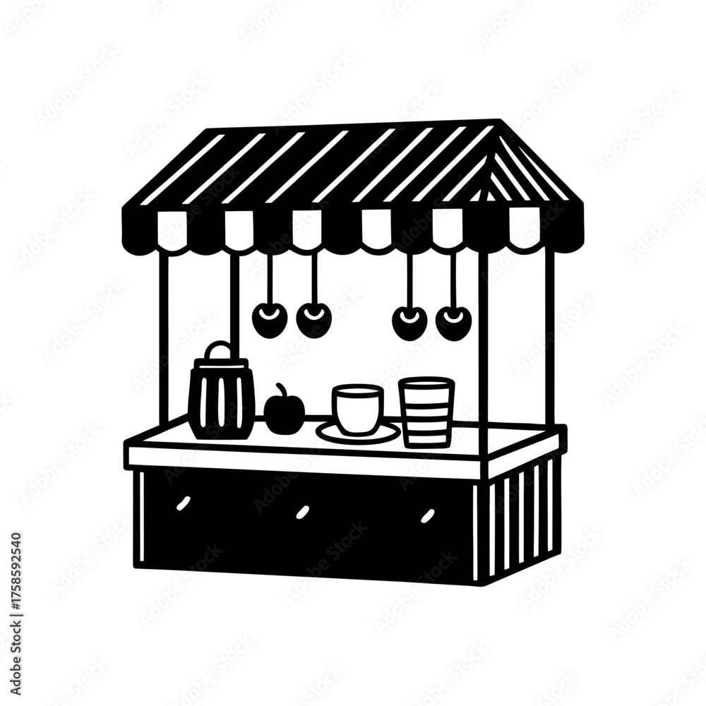 Obraz premium Illustration of a market stand food on transparent background silhouette