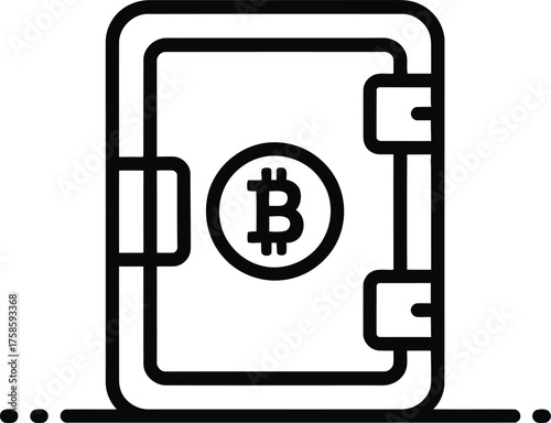 Bitcoin safe icon with transparent background for cryptocurrency storage vault