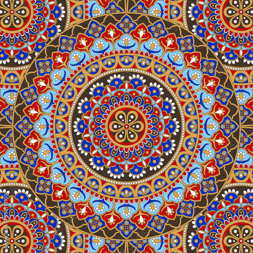 Vintage and Vibrant pattern mandala. Colorful Ornament, colorful and intricate vector design. Decorative elements, Festival, Arabic, Indian, Moroccan, Spain, Turkish, Pakistan, ottoman motifs.