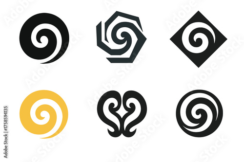 Destiny Logo Variations. Destiny. Set Logo of Destiny: spiral. harmonious logo variations of the same emblematic concept, each with different