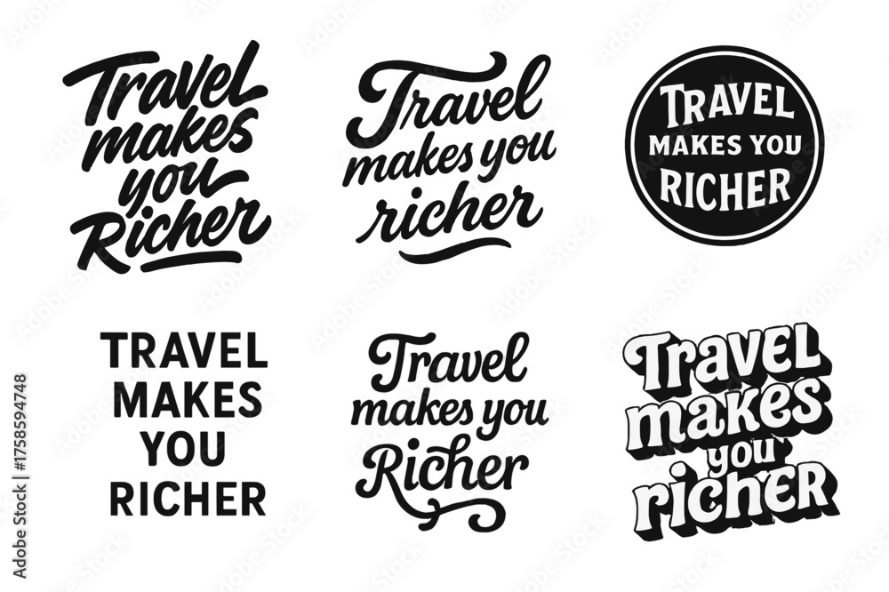 Fototapeta premium Creative Lettering Variations. Boundless wanderer. Set lettering. harmonious lettering variations of the same emblematic concept (Dynamic brushstroke graffiti