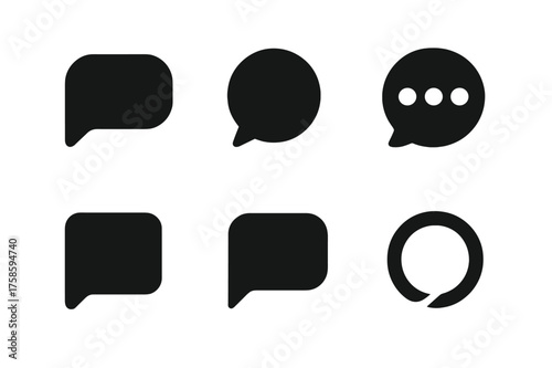 Geometric Logo Grid. Social media bio optimization tips. Set Logo of tagline bubble: Iconic shape, Flat solid, Symmetrical form, Abstract geometric, Stylized